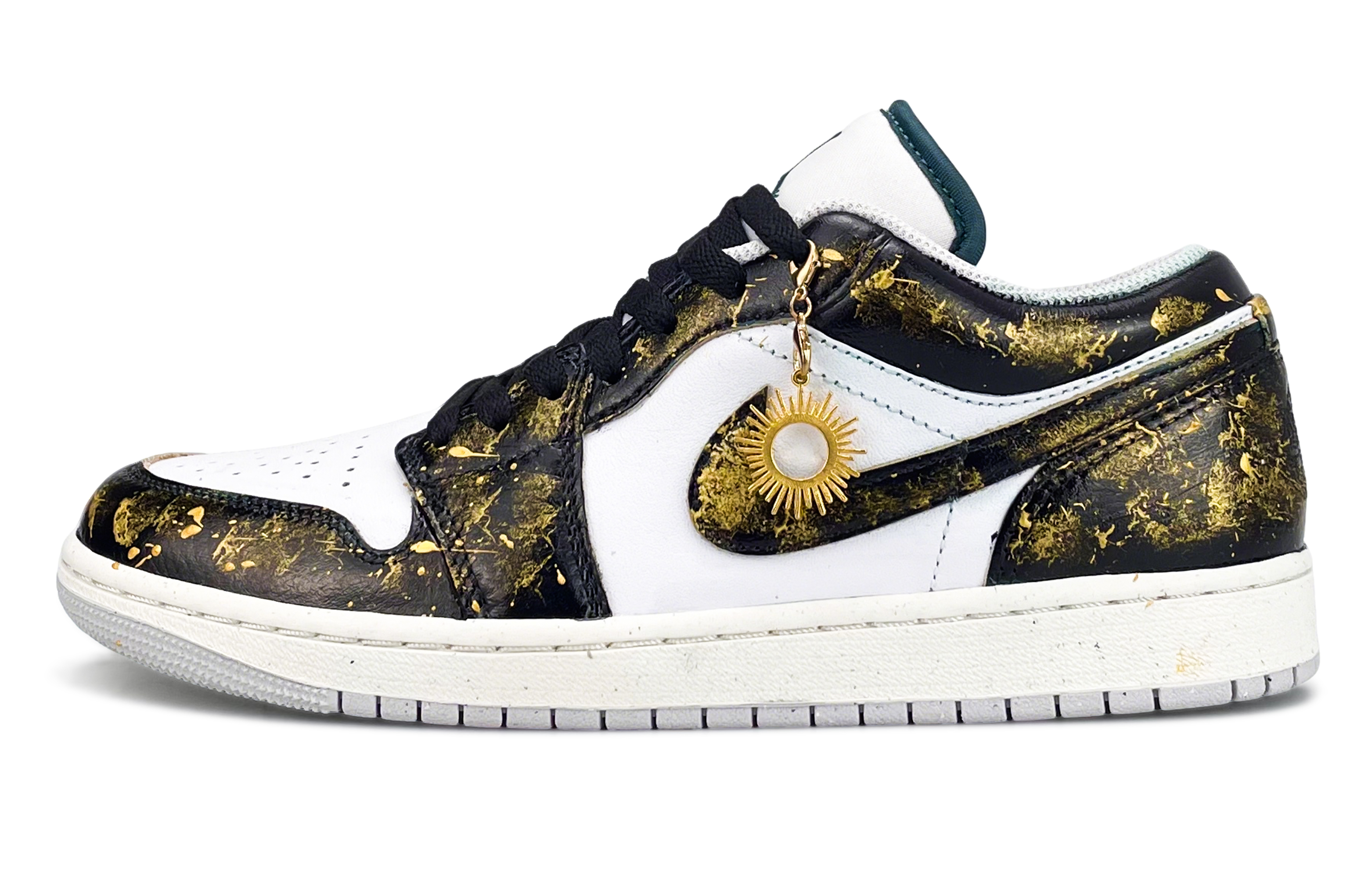 

Jordan Баскетбольные кроссовки Air 1 из износостойкого винтажного материала, низкие, мужские, черно-золотые