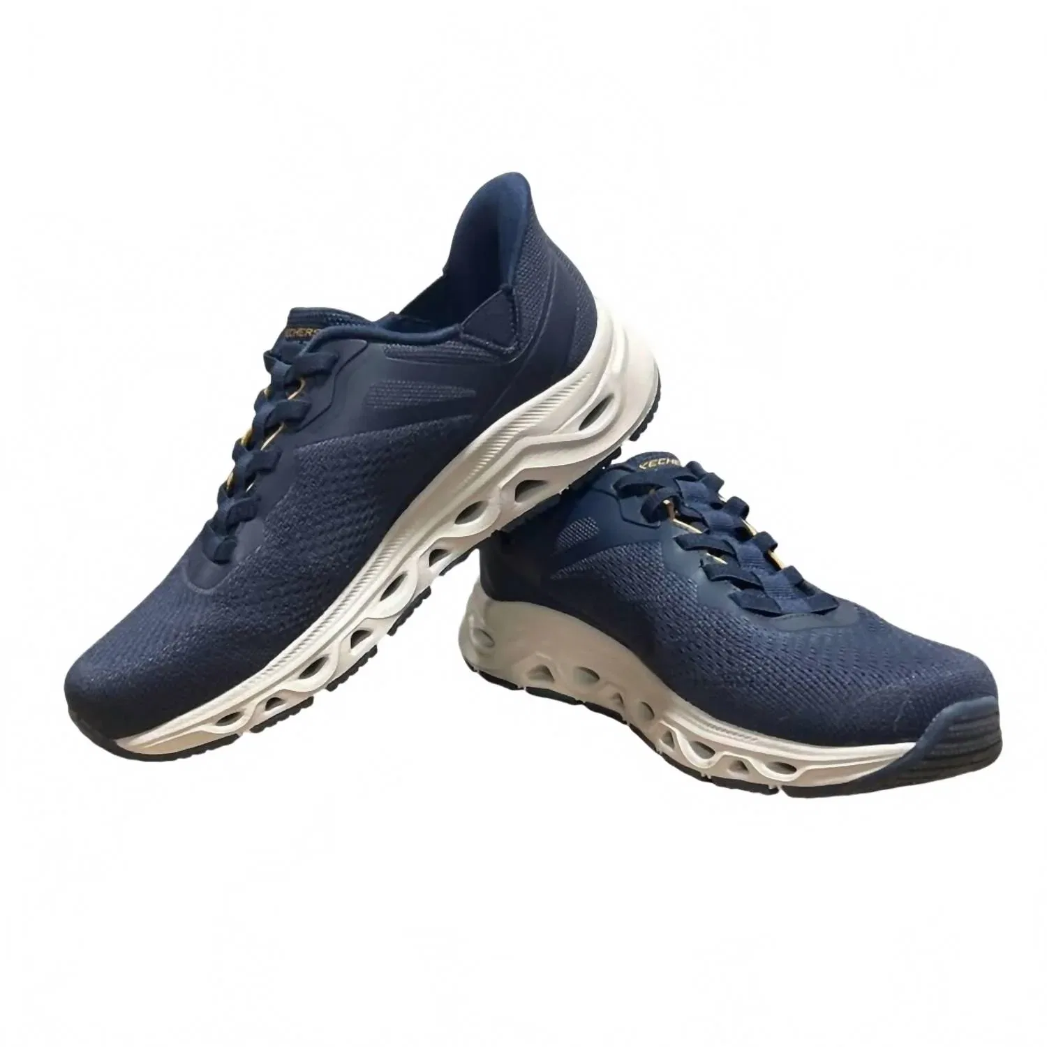 Skechers Мужские сетчатые спортивные кроссовки Swift Fit с открытой пяткой, темно-синего цвета — фото 3