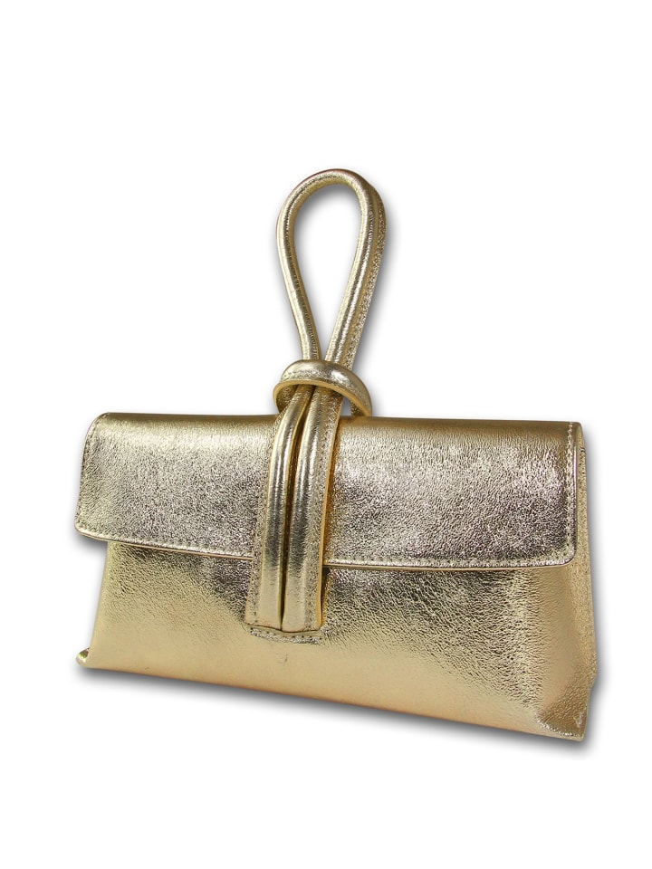 

Кожаная вечерняя сумочка, сумка через плечо Toscanto, золотистая, приблизительно 23 см