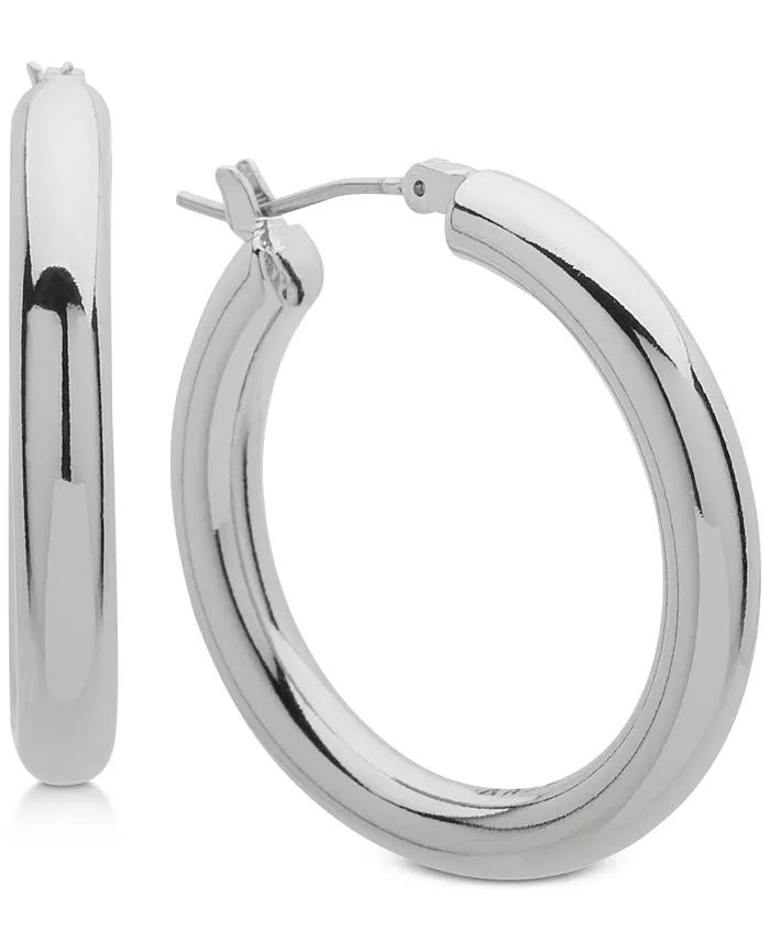 

Серьги-кольца толщиной 1 1/5 дюйма DKNY, серебряный