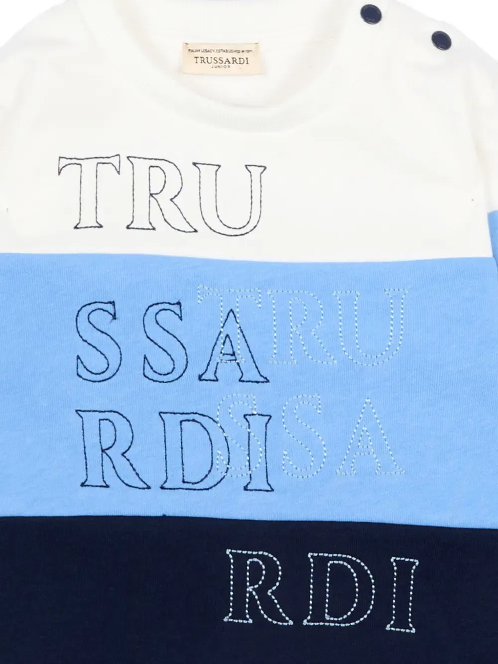 Свитер в полоску с аппликацией Trussardi Junior, синий — фото 3