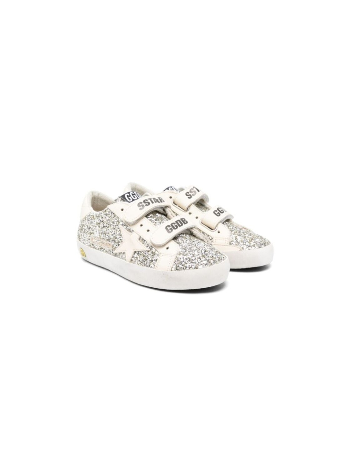 

Golden Goose Kids кеды Old School на липучках, серебристый