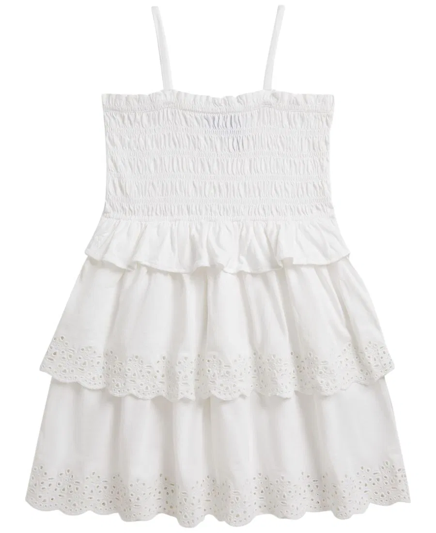 Детское платье из хлопкового трикотажа с присборенной отделкой, размеры 2T-6X Polo Ralph Lauren, белый — фото 2