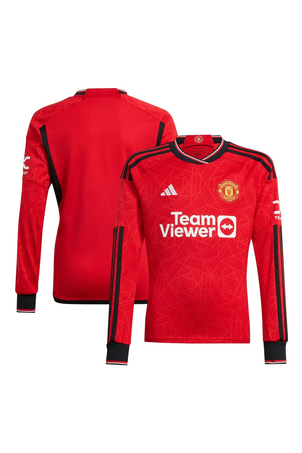 

Футбольная футболка Manchester United Home с длинными рукавами Adidas, красный