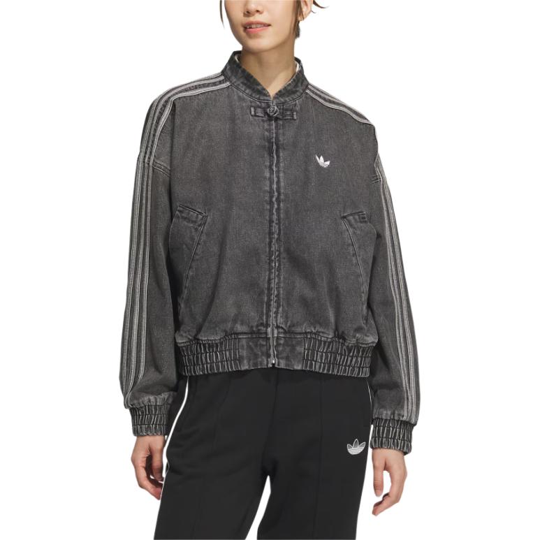 Adidas Originals Куртка женская средняя джинсовая черная, Medium Denim Black — фото 4