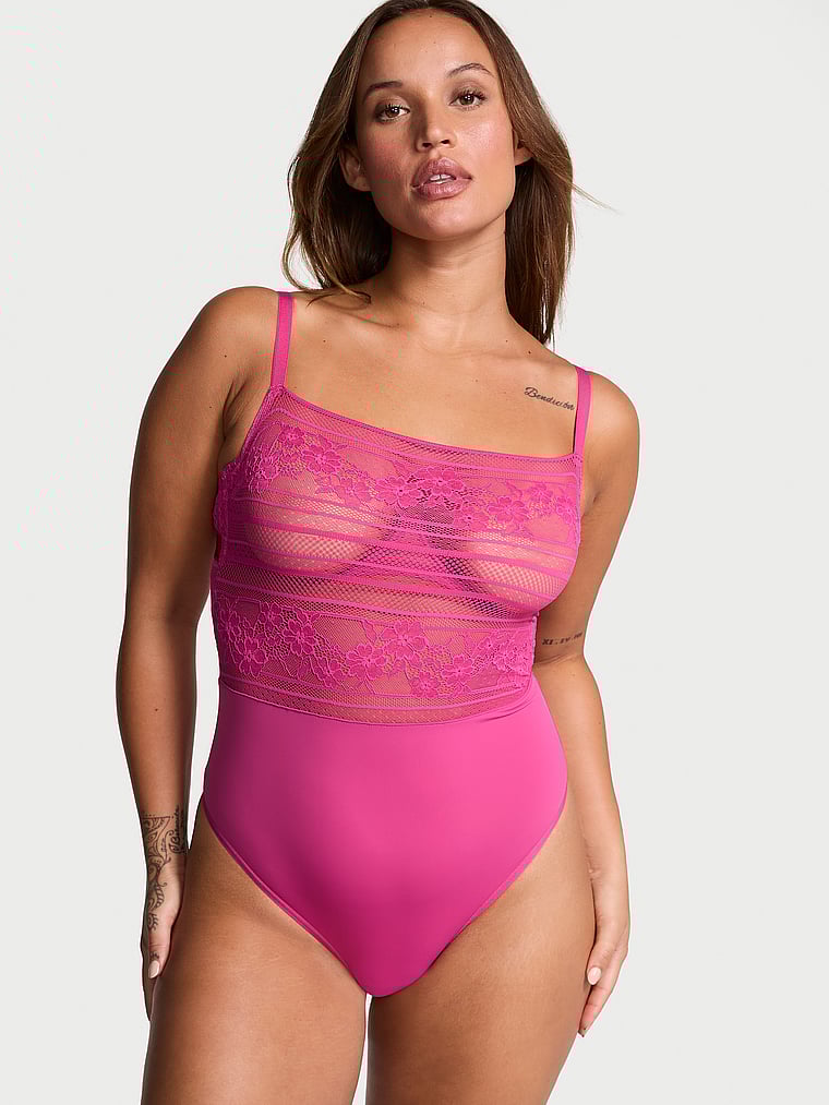 

Боди на косточках Lacie в полоску с цветочным принтом Victoria'S Secret, розовый