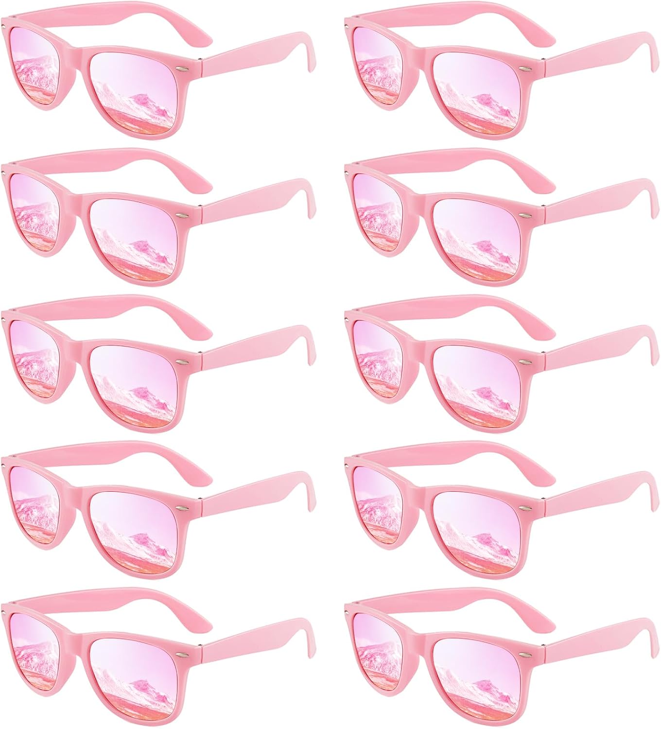 

Pibupibu, набор из 10/20 неоновых солнцезащитных очков для женщин и мужчин, оптовая продажа, ретро-очки в стиле 80-х, красочные зеркальные, для вечеринок, для взрослых и мужчин, Pink 10 Packs