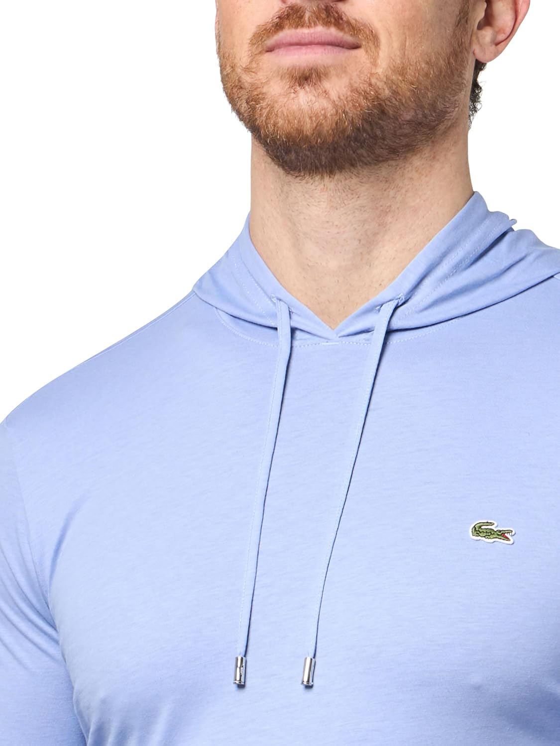 Мужская классическая футболка Lacoste с капюшоном и длинным рукавом, стандартный крой, Delphinium — фото 3