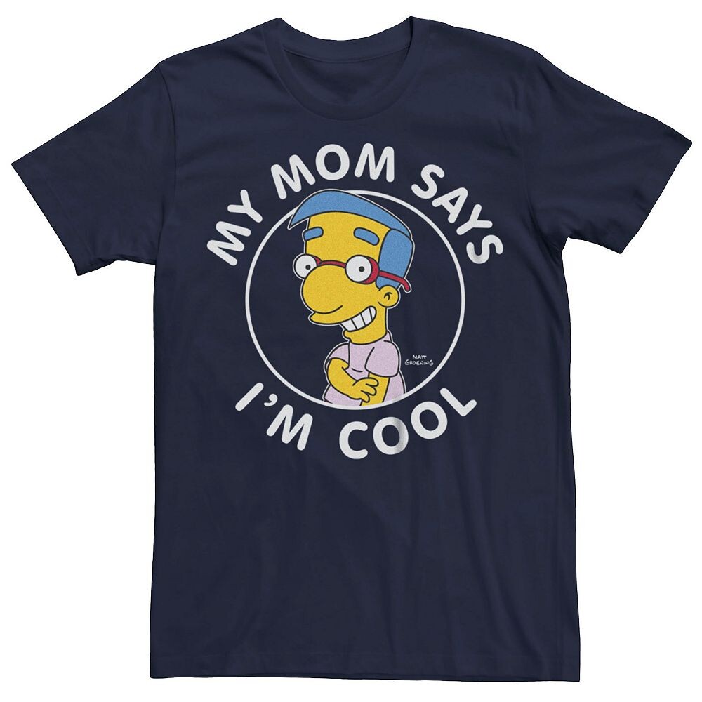 

Мужская футболка с рисунком Simpsons Milhouse Badge Licensed Character, темно-синий