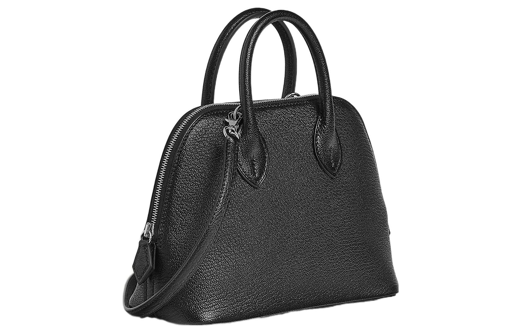 HERMES Кожаная дорожная сумка для боулинга мини унисекс черный — фото 2
