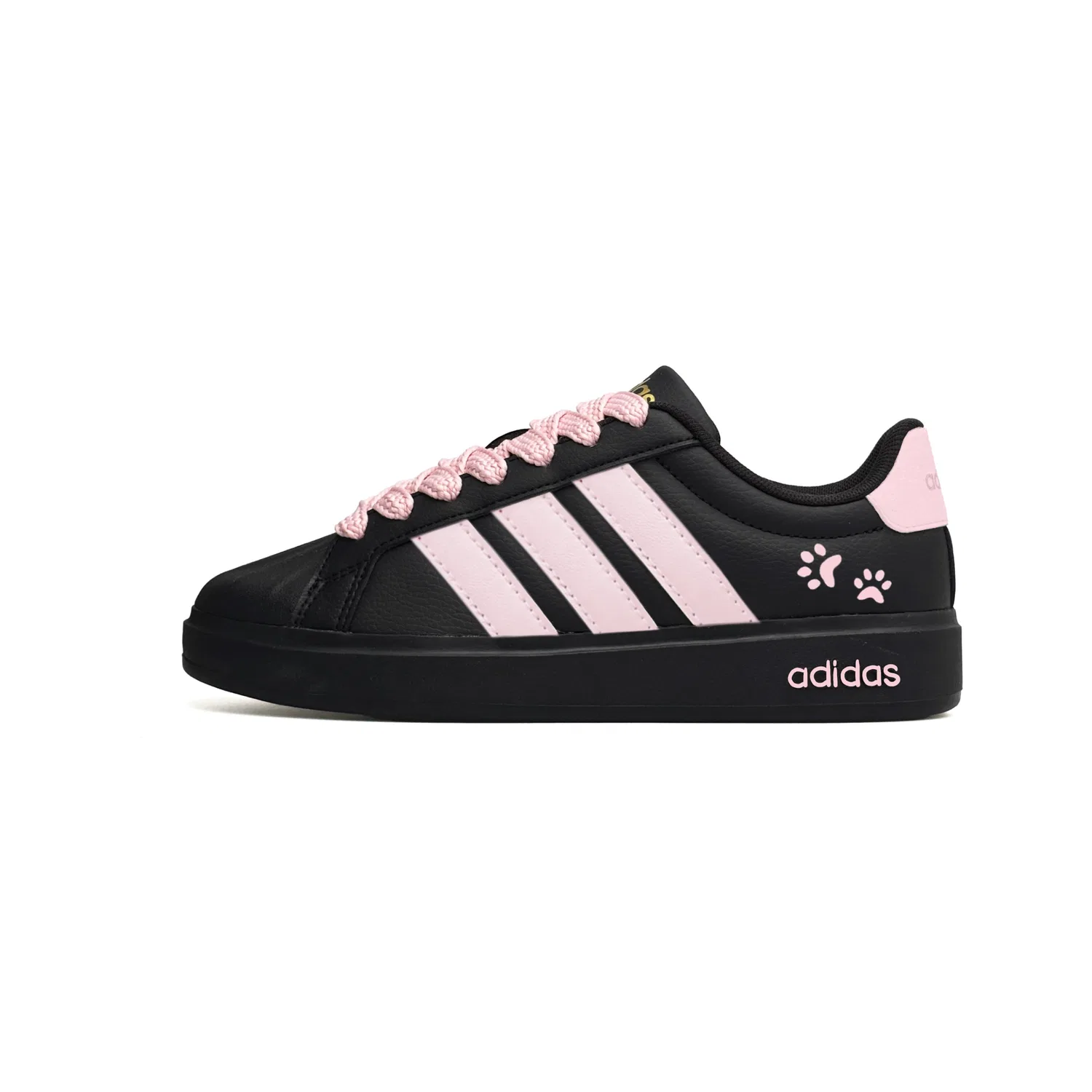 Кроссовки для скейтбординга детские Adidas Street Talk Leather черно-розовые — фото 3