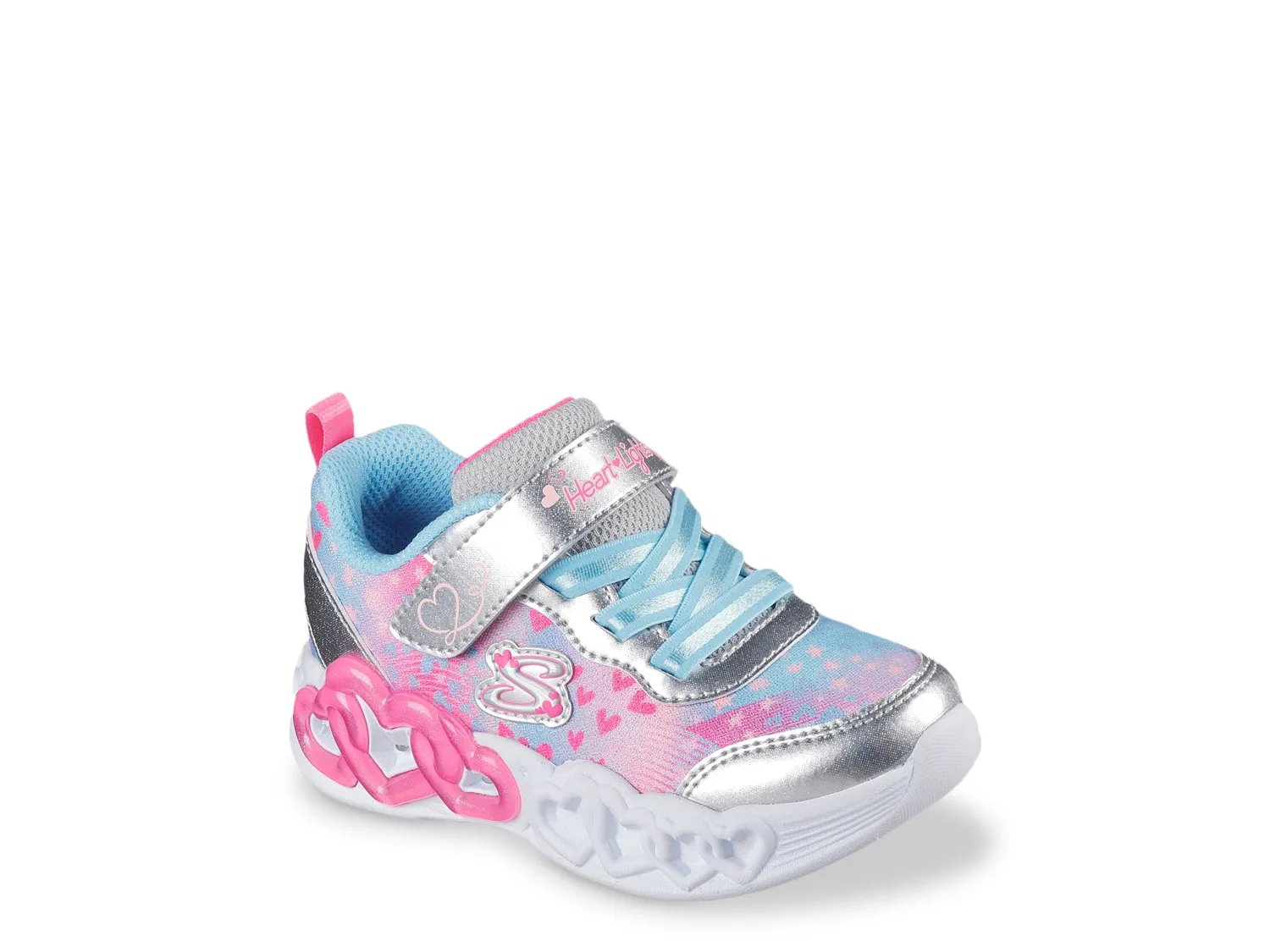 

Кроссовки Skechers Infinite Heart Lights Heart Jewels Light-Up Sneaker - Kids', серебристый металлик