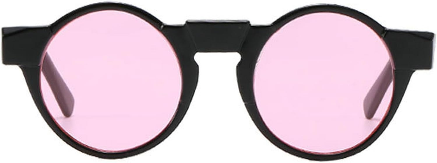 

Ретро маленькие круглые солнцезащитные очки для женщин, модные оттенки конфетных цветов, защита от УФ-излучения UV400, модные панк-солнцезащитные очки для мужчин mincl, Black Pink