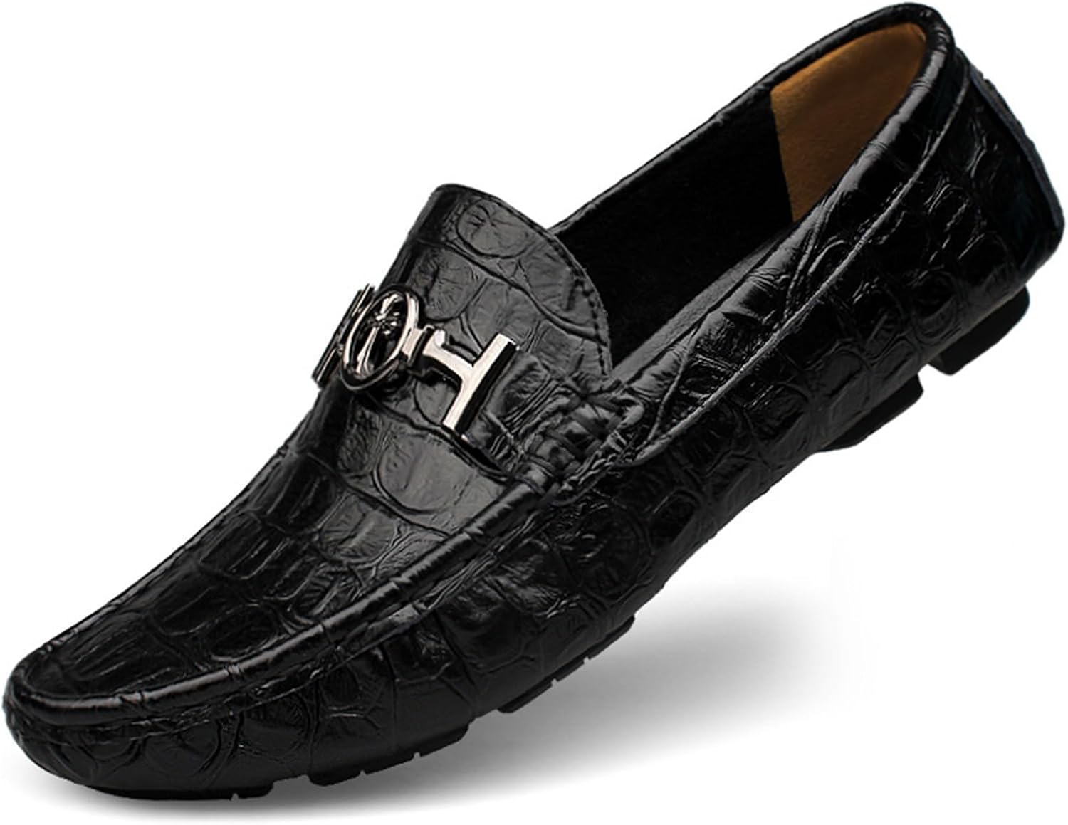 

Мужские мокасины из натуральной кожи, модные слипоны, повседневная обувь, удобные дышащие мужские туфли для вождения Abborora, черный