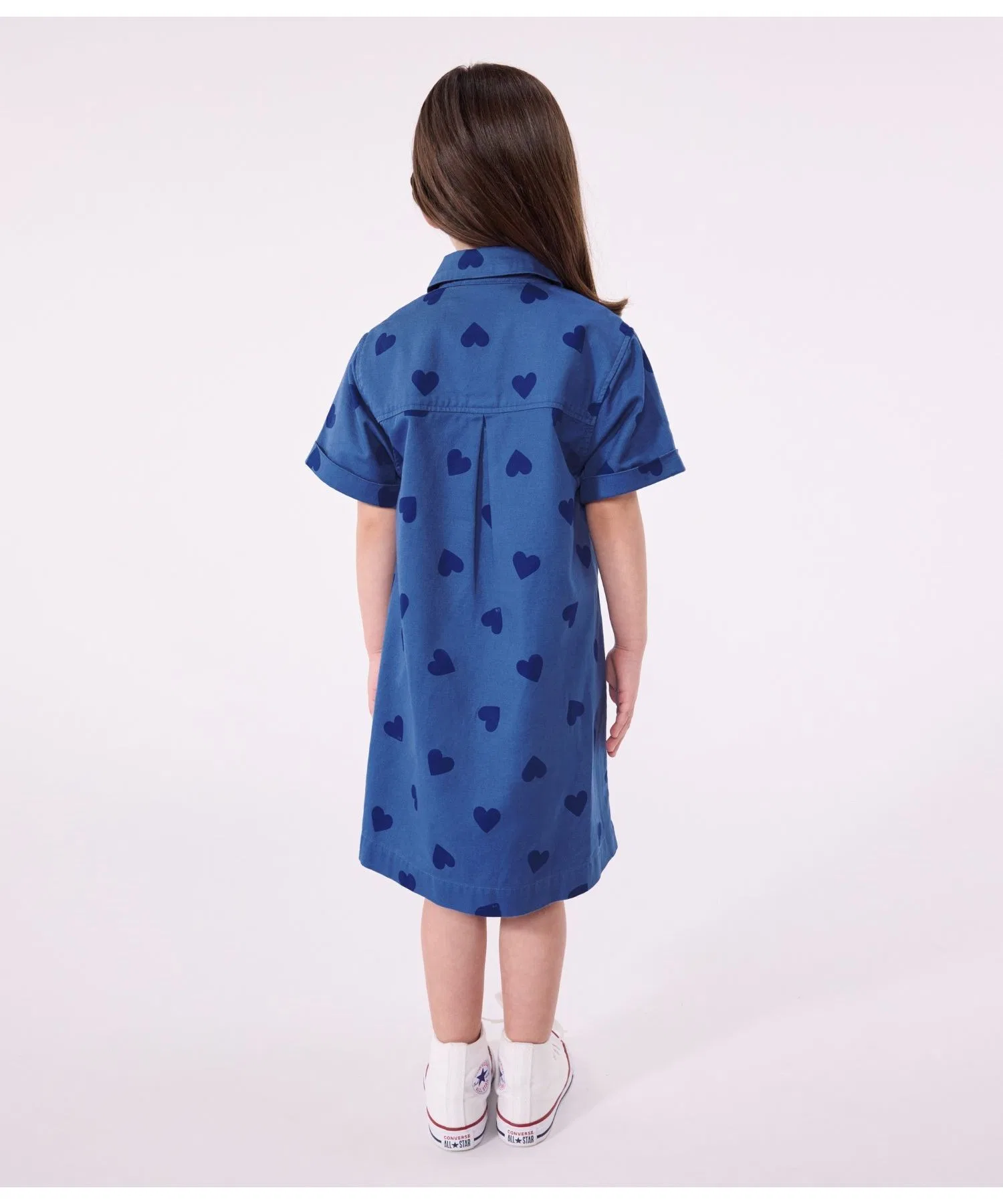 Детское платье с коротким рукавом PETIT BATEAU в сердечко голубое — фото 2