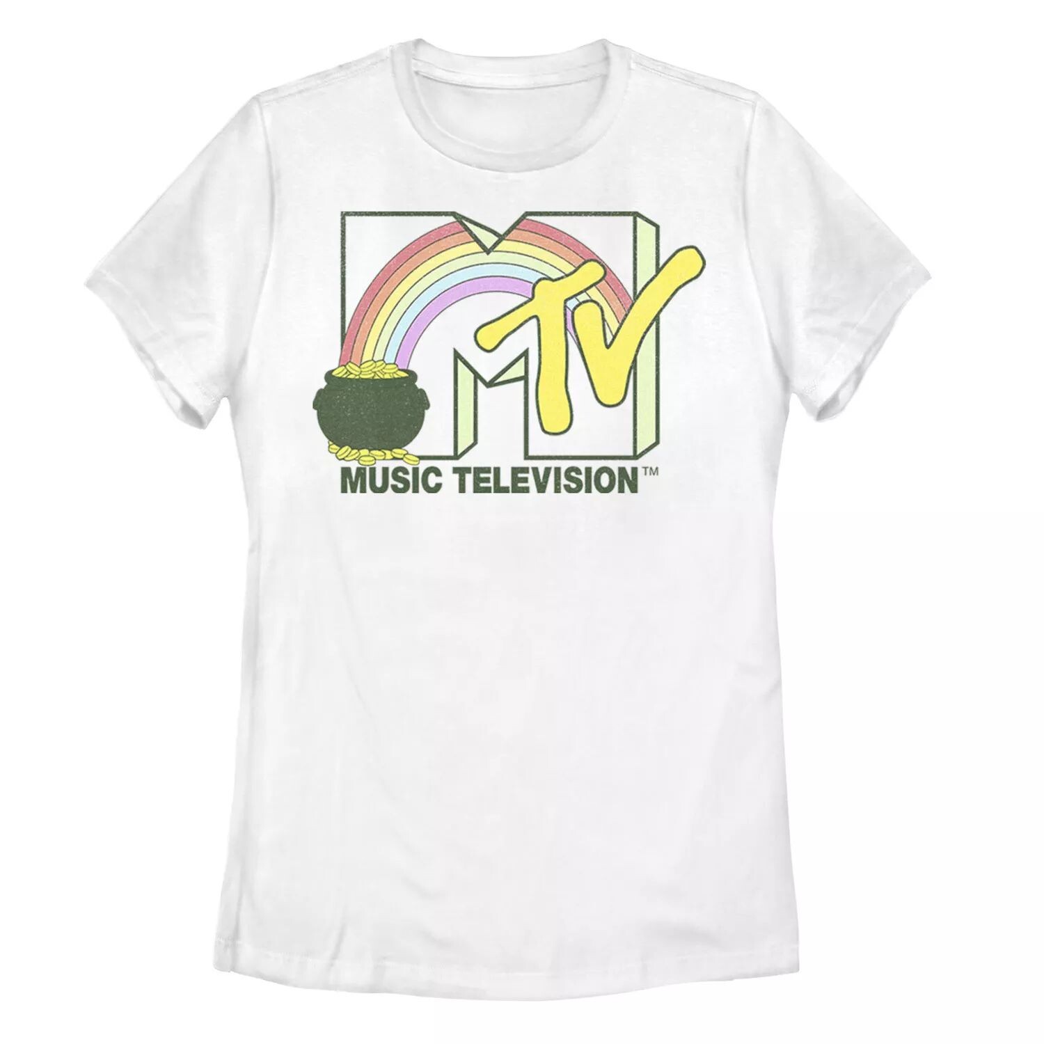 

Детская футболка с золотым логотипом MTV Pot O' Licensed Character, белый