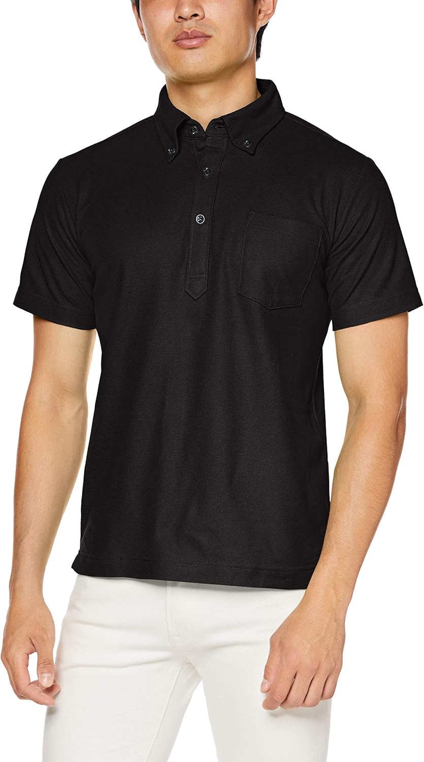 

Мужская поло-рубашка United Athle 505101 Dry Kanoko Utility, 5,3 унции, на пуговицах, с карманами, черный