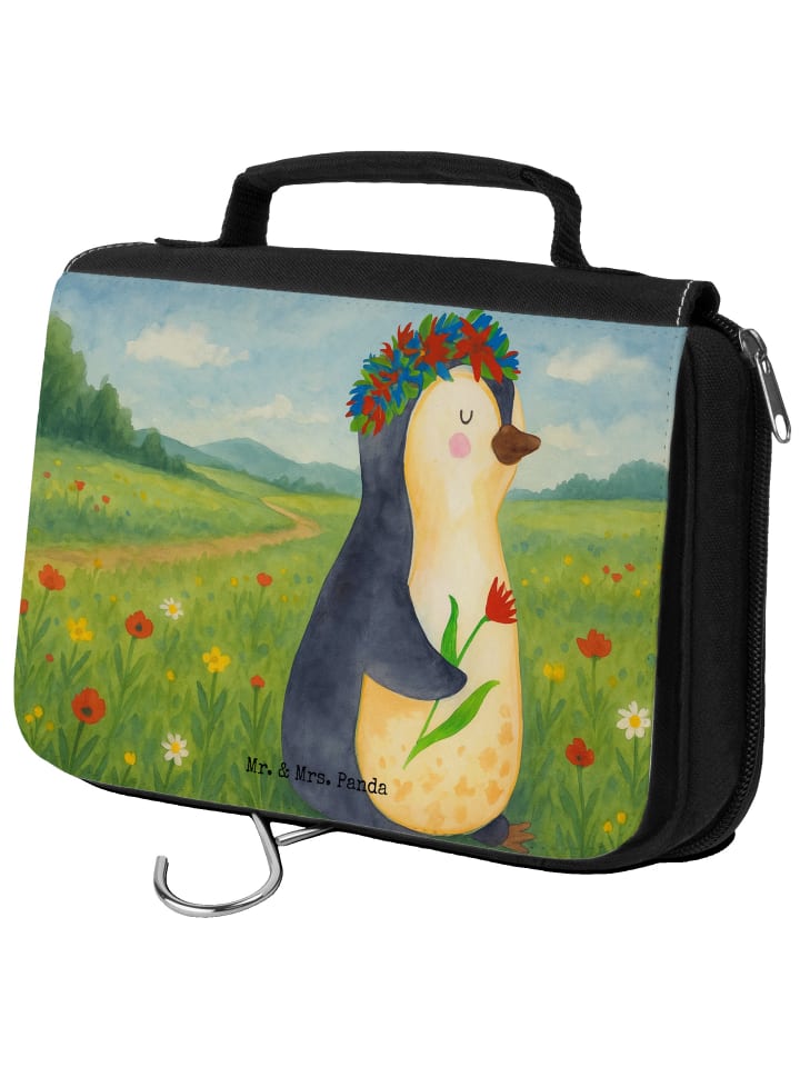 

Mr. & Mrs. Panda Косметичка с изображением пингвина и цветочного рисунка, без надписи, белого цвета