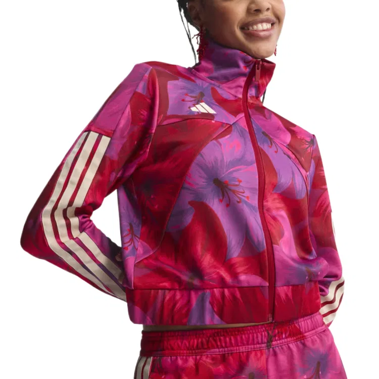 Куртка FARM Rio женская Bahia Burgundy/Vibrant Burgundy/Crystal Linen, воротник-стойка Adidas — фото 3