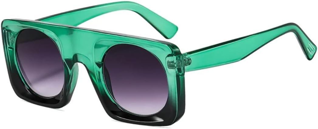 

Винтажные квадратные солнцезащитные очки для женщин, градиентные зеркальные очки с защитой от УФ-излучения UV400, модные панк-очки для мужчин TVTBBVV, Green Gray Gradient