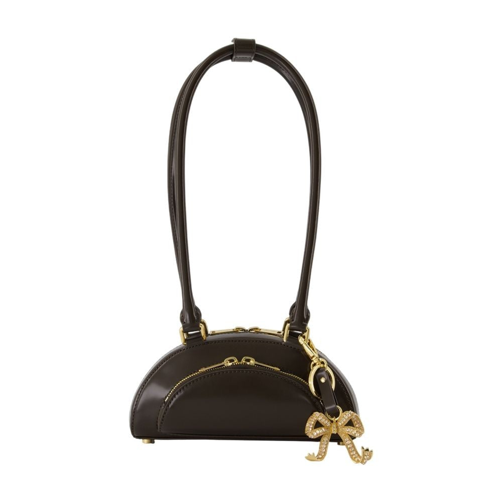 

Мини-сумка через плечо с подвеской - кожаная - коричневая Self-Portrait