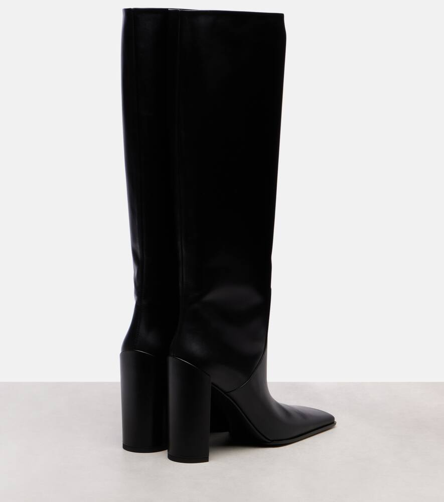 Квадратные кожаные высокие сапоги до колена Alaïa, Noir — фото 2