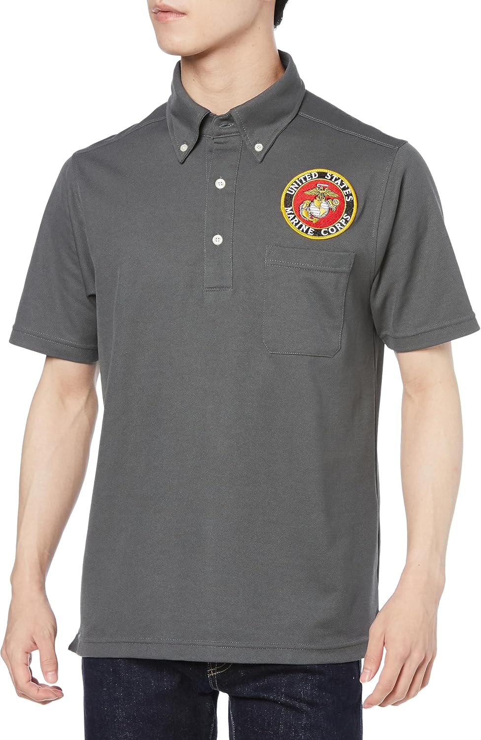 

Футболка-поло F-Style F-SD021123, с эмблемой армии США, влагоотводящая, быстросохнущая, с карманами, на пуговицах, с коротким рукавом, темно-серая