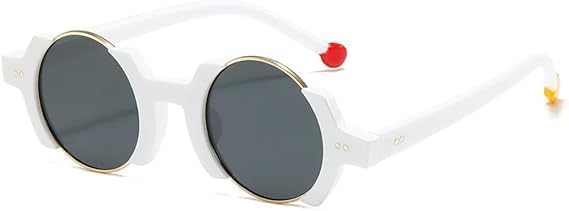 

Солнцезащитные очки для мужчин и женщин - защита UV400 - круглые очки в стиле панк с градиентной заклепкой для занятий спортом на открытом воздухе и вождения QWBSER, 3