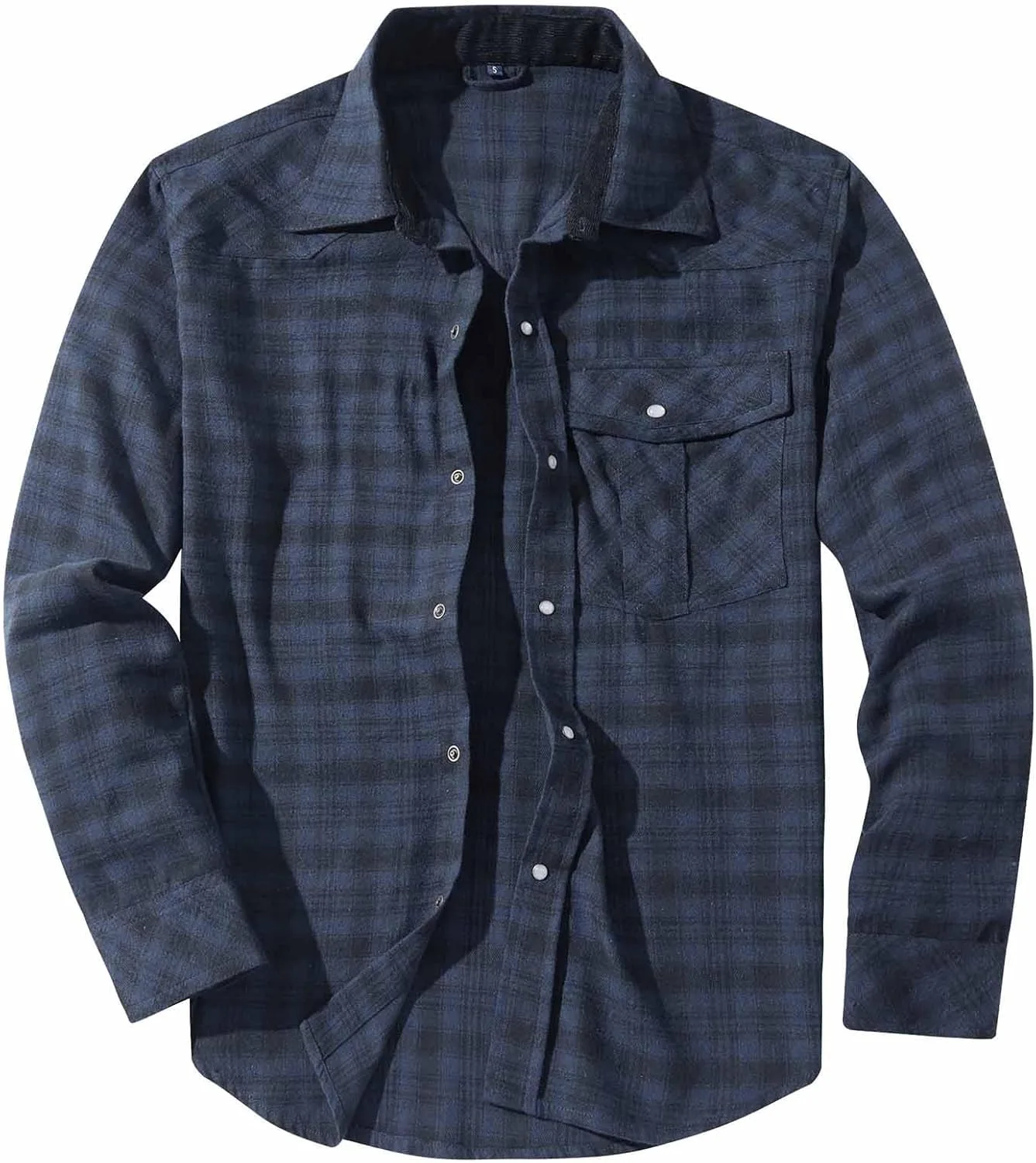 Мужская вестерн рубашка-шапка Flannel с перламутровыми пуговицами, длинный рукав, клетчатая, Regular Fit, легкая — фото 4