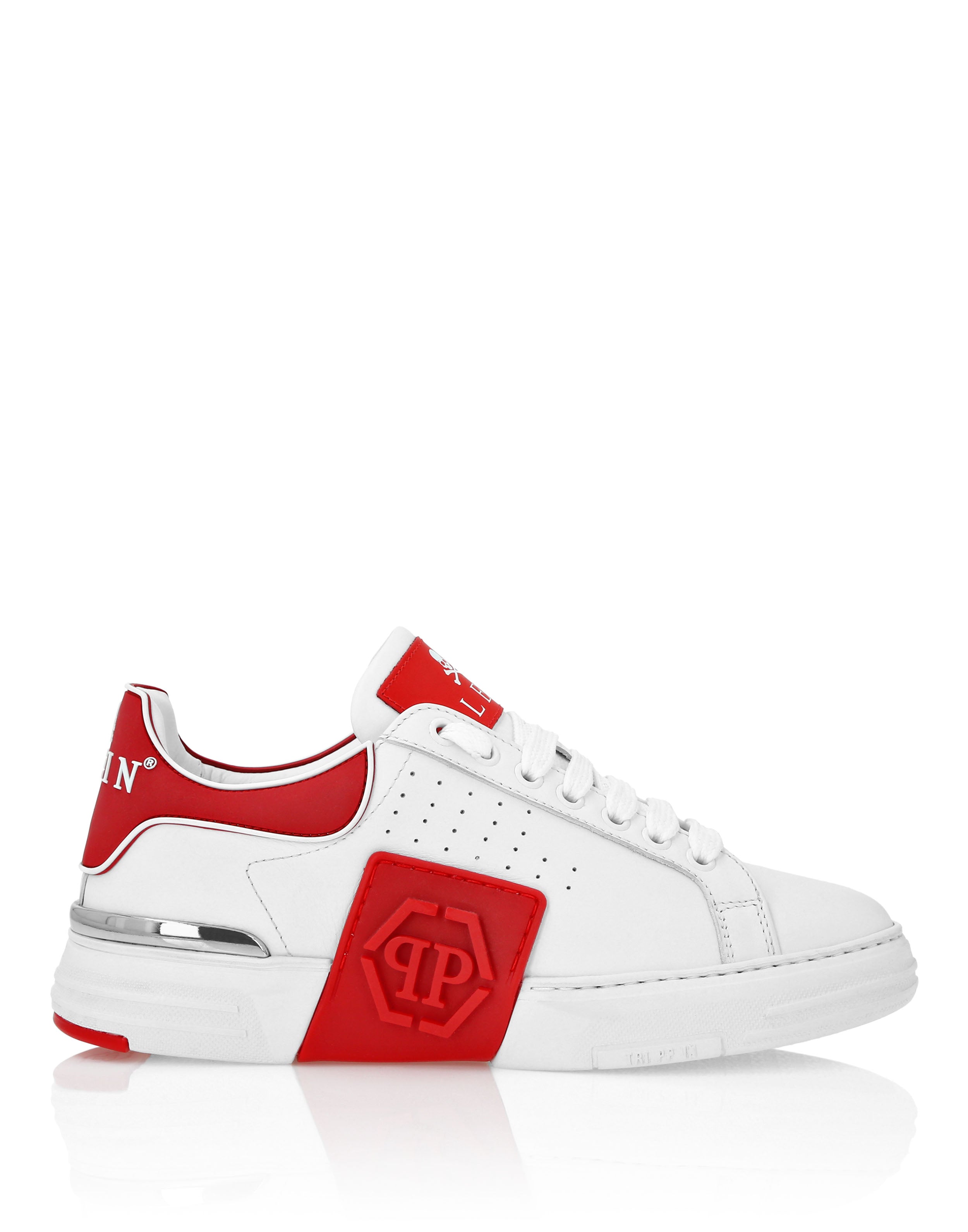 Кроссовки низкие из кожи наппа с шестиугольным узором PHILIPP PLEIN, черный — фото 3