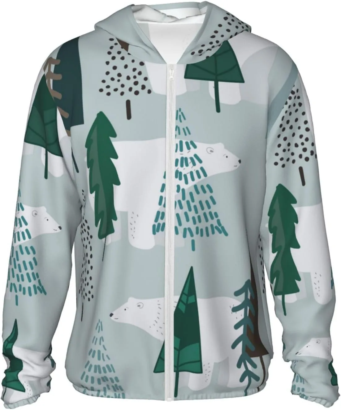 Толстовка с капюшоном Polar Bear Sun Protection, легкая спортивная с длинным рукавом и молнией