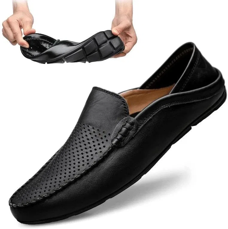 Мужские мокасины, дышащие, Adhdyuud, Mule Loafers, Hollow Out Black — фото 2