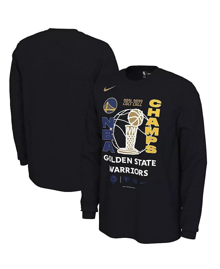 

Мужская черная футболка Golden State Warriors 2022 NBA Finals Champions Locker Room с длинным рукавом Nike
