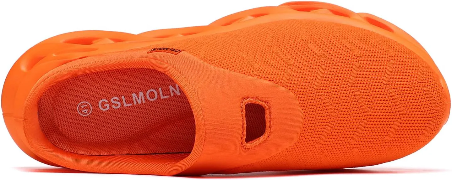 Jakcuz Men Slip On Mules Легкие кроссовки с открытой пяткой Дышащие прогулочные туфли, оранжевый — фото 4
