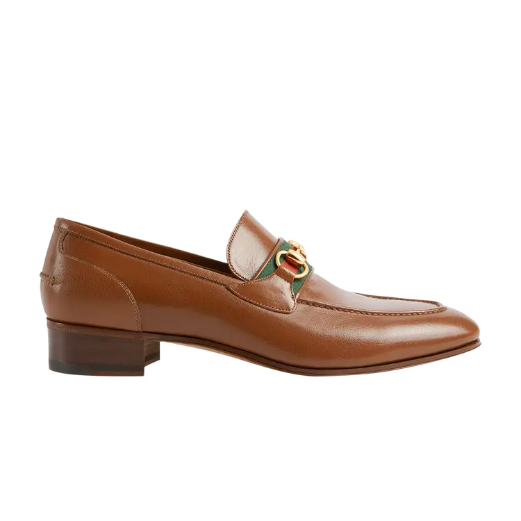 

Лоферы Gucci Horsebit Web-Stripe Loafer, коричневый