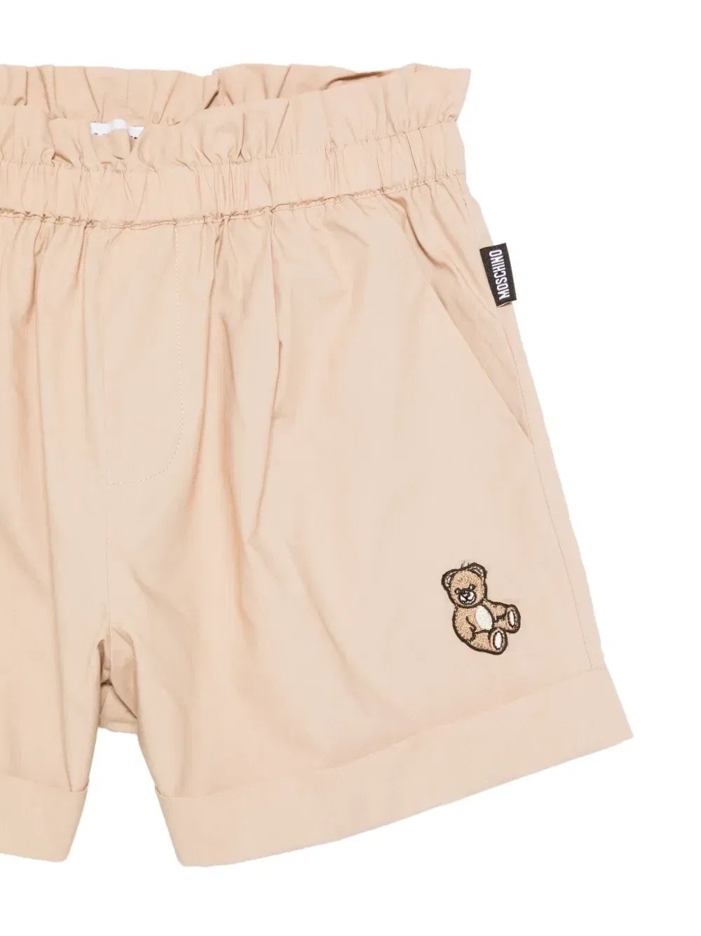 Шорты с вышивкой и эластичным поясом Moschino Kids, бежевый — фото 3
