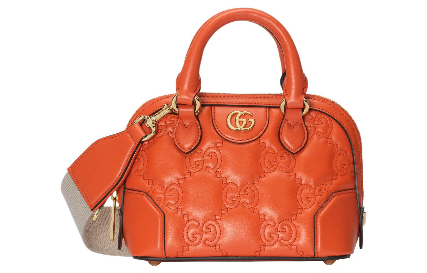 

GUCCI Сумка-бостон GG Matelassé из кожи, через плечо, женская, маленький размер, оранжевая