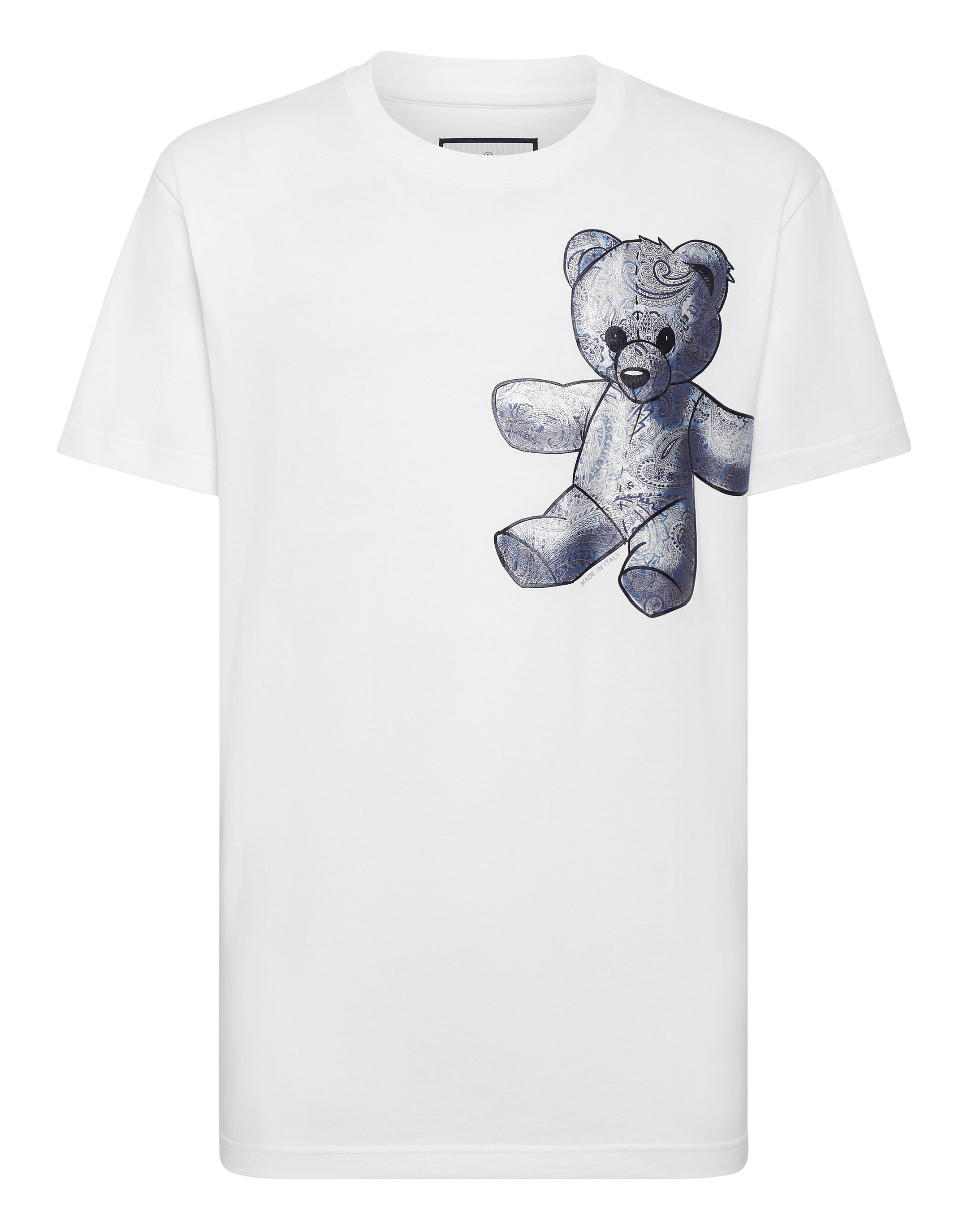 

Футболка с круглым вырезом SS Paisley Teddy Bear Philipp Plein, цвет White / Light Blue