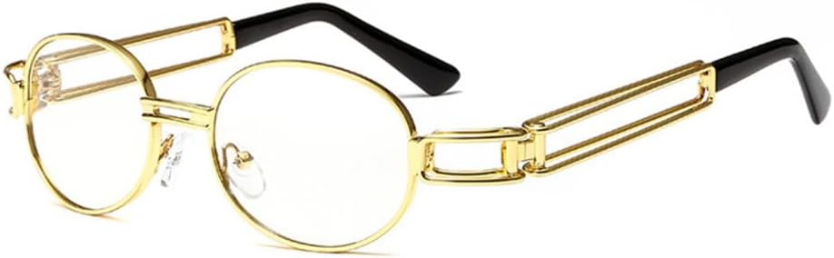 

Модные круглые солнцезащитные очки для женщин и мужчин в винтажном стиле с металлической оправой, в стиле стимпанк, солнцезащитные очки UV400 для мужчин MTZJH, C8 Gold-clear