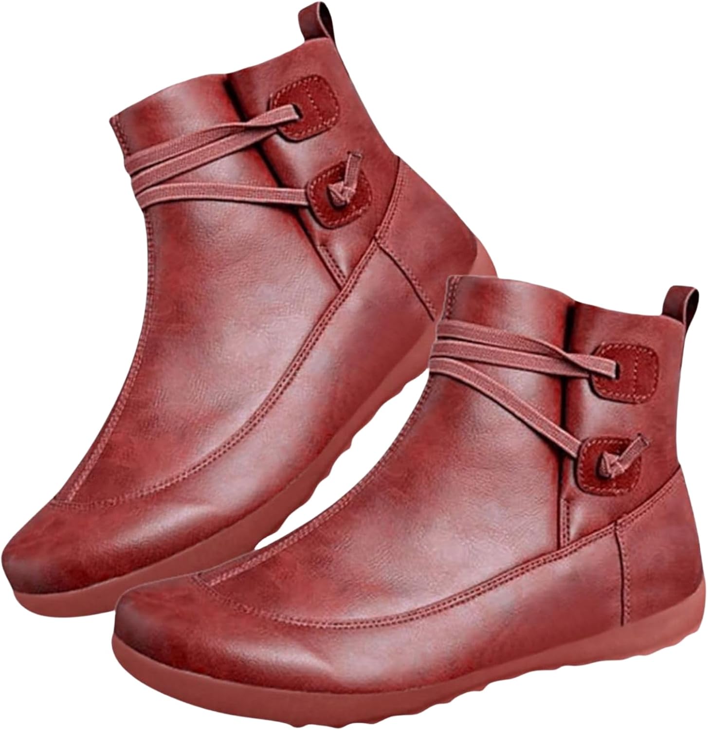 

Женские ботинки Wankang на низком каблуке Челси, из искусственной кожи, с заостренным носком, широкие, без шнуровки, короткие ботильоны, красный