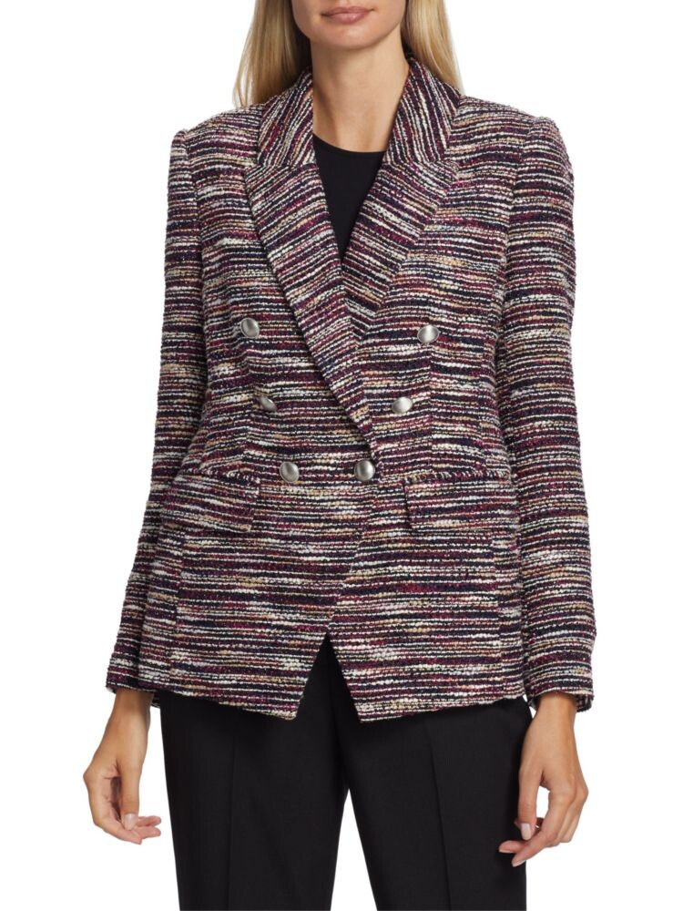 

Твидовый двубортный пиджак Elie Tahari, цвет Brown Multi