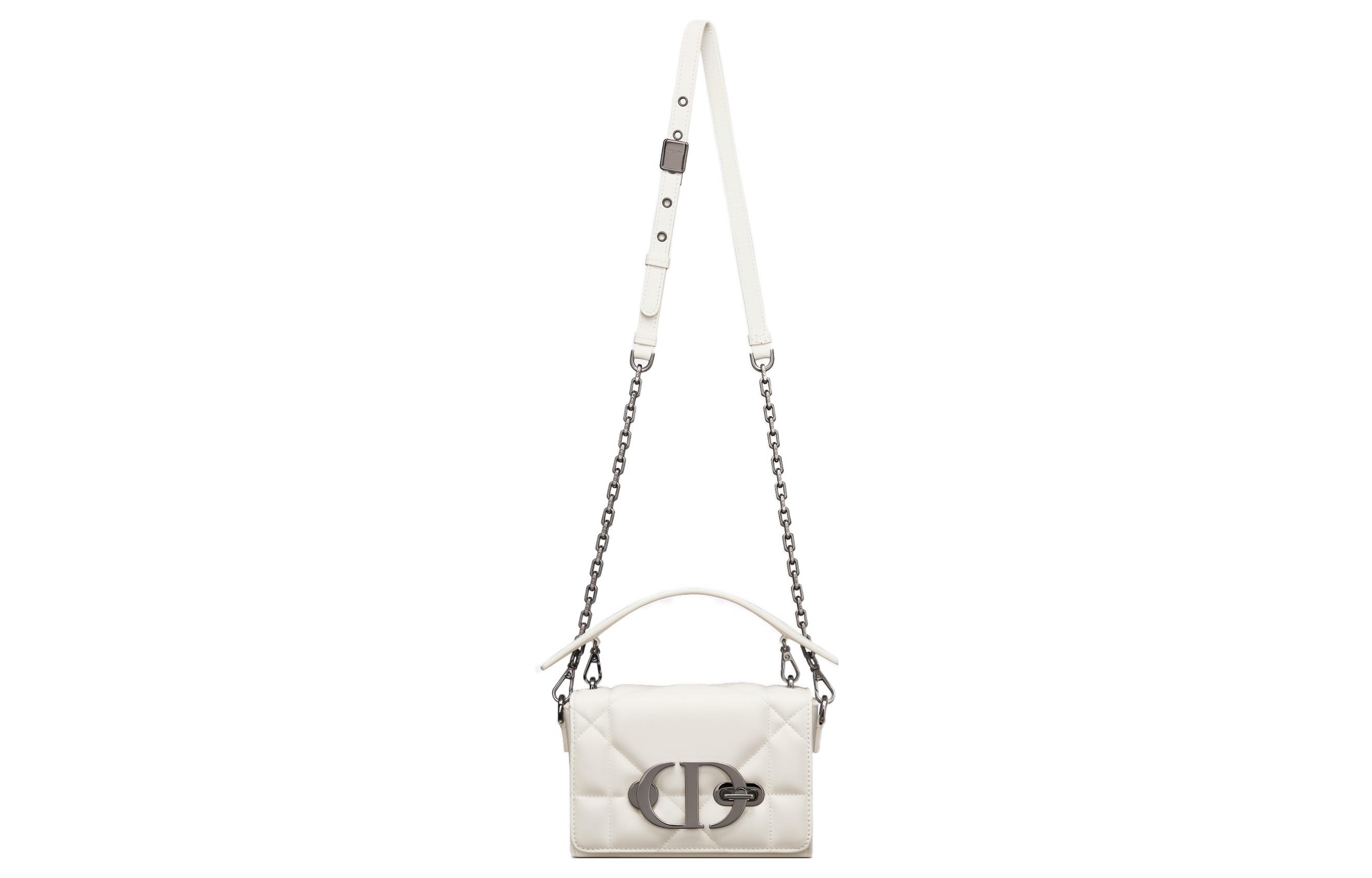 DIOR Сумка-коробка из овчины Монсун Наплечная Сумка Через плечо Женская Белая — фото 4