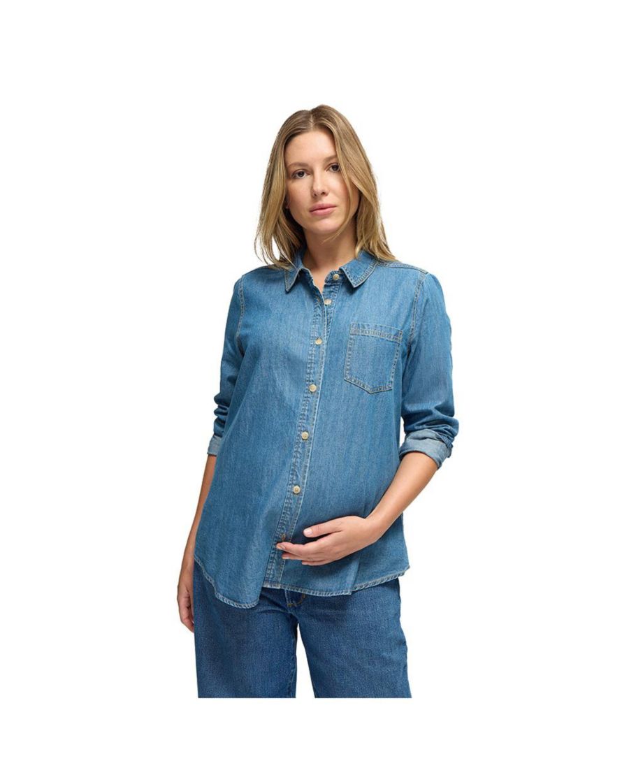 

Рубашка-рубашка для беременных Ingrid + Isabel из денима на пуговицах Ingrid + Isabel, Medium wash