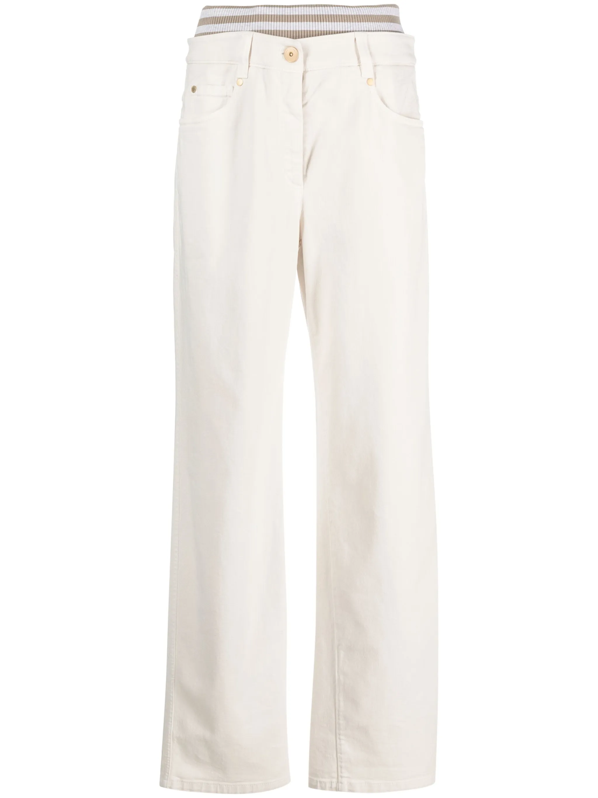 

Широкие джинсы с отделкой в полоску Brunello Cucinelli, белый