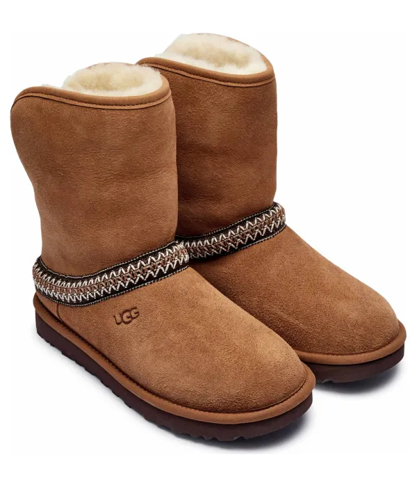 Кожаные зимние ботинки классические короткие полумесяц Ugg, коричневый — фото 3