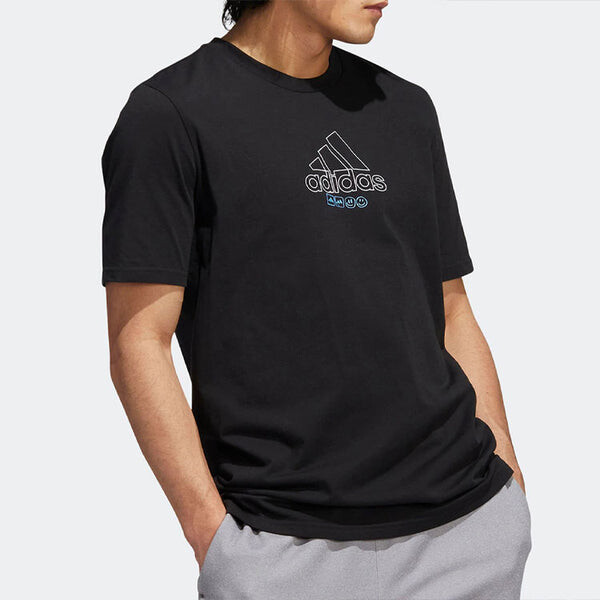 Футболка Men's adidas Alphabet Logo Printing Casual Sports Short Sleeve Black T-Shirt, черный — фото 4
