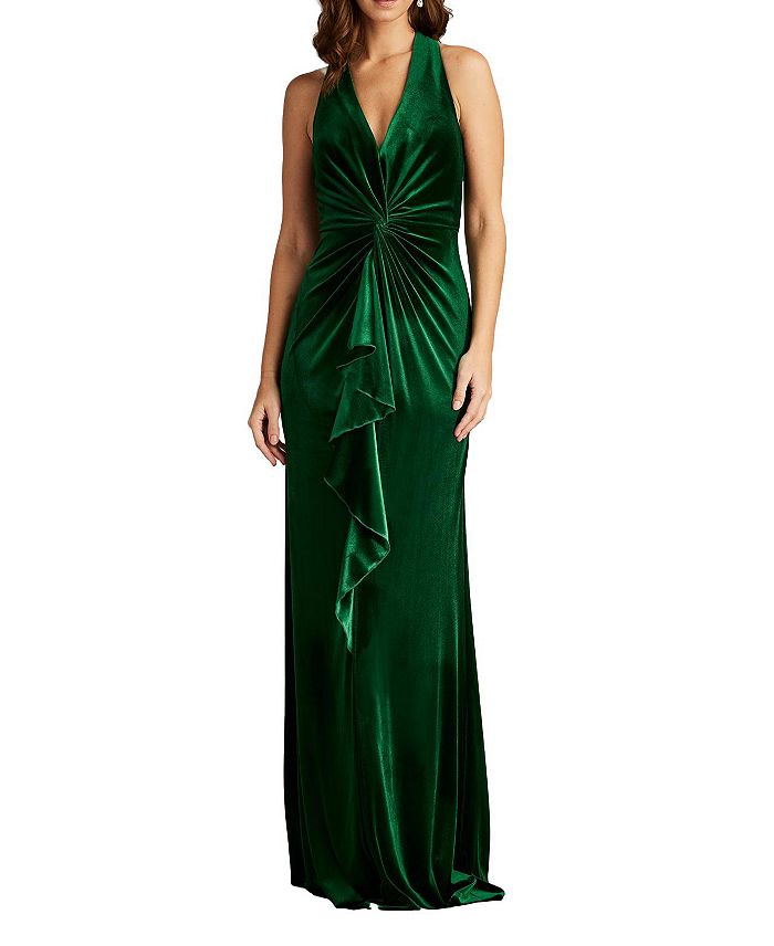 

Платье из бархата Cider Twist-Drape Tadashi Shoji, зеленый