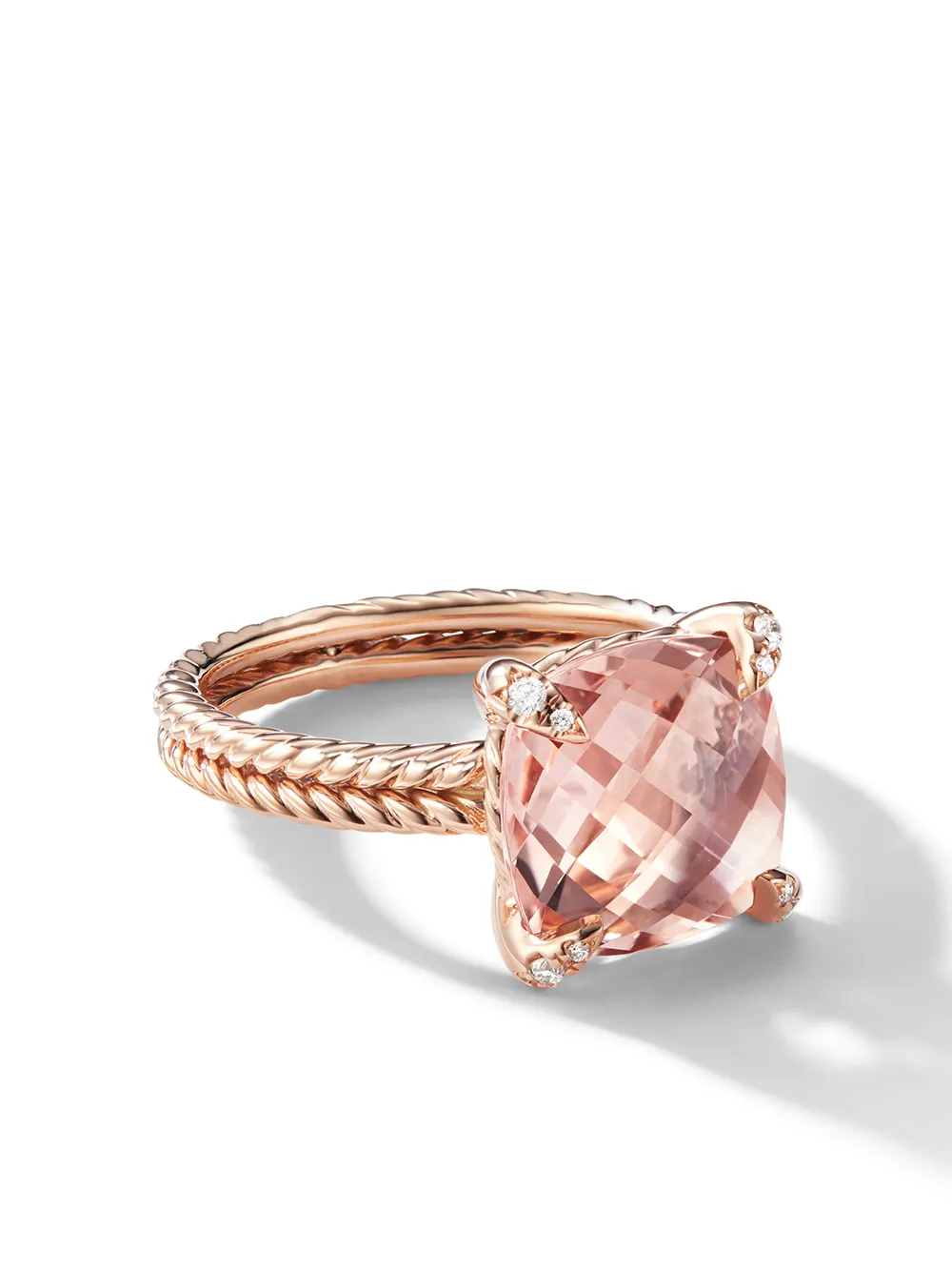 

Кольцо Chatelaine из розового золота с бриллиантами и морганитом (11 мм) David Yurman, розовый