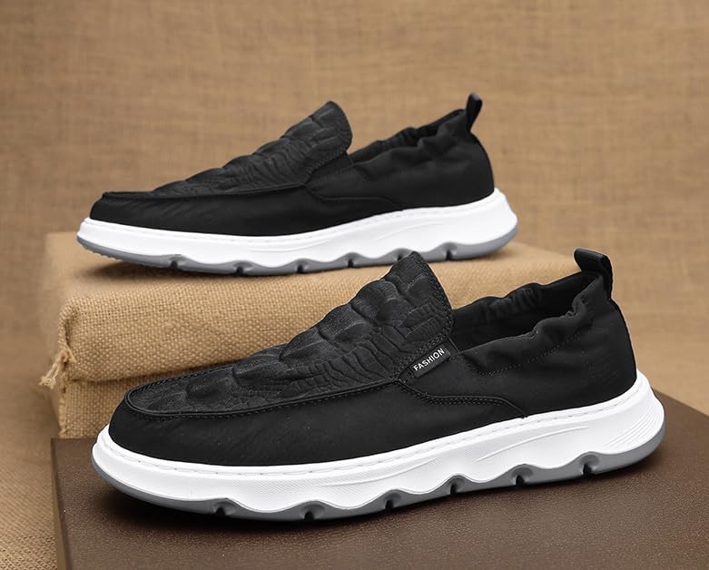 Мужские лоферы Relaxed-Fit Slip-On, брезентовые лоферы с поддержкой свода стопы, тапочки для прогулок на улице Soft Time Toy, черный — фото 3