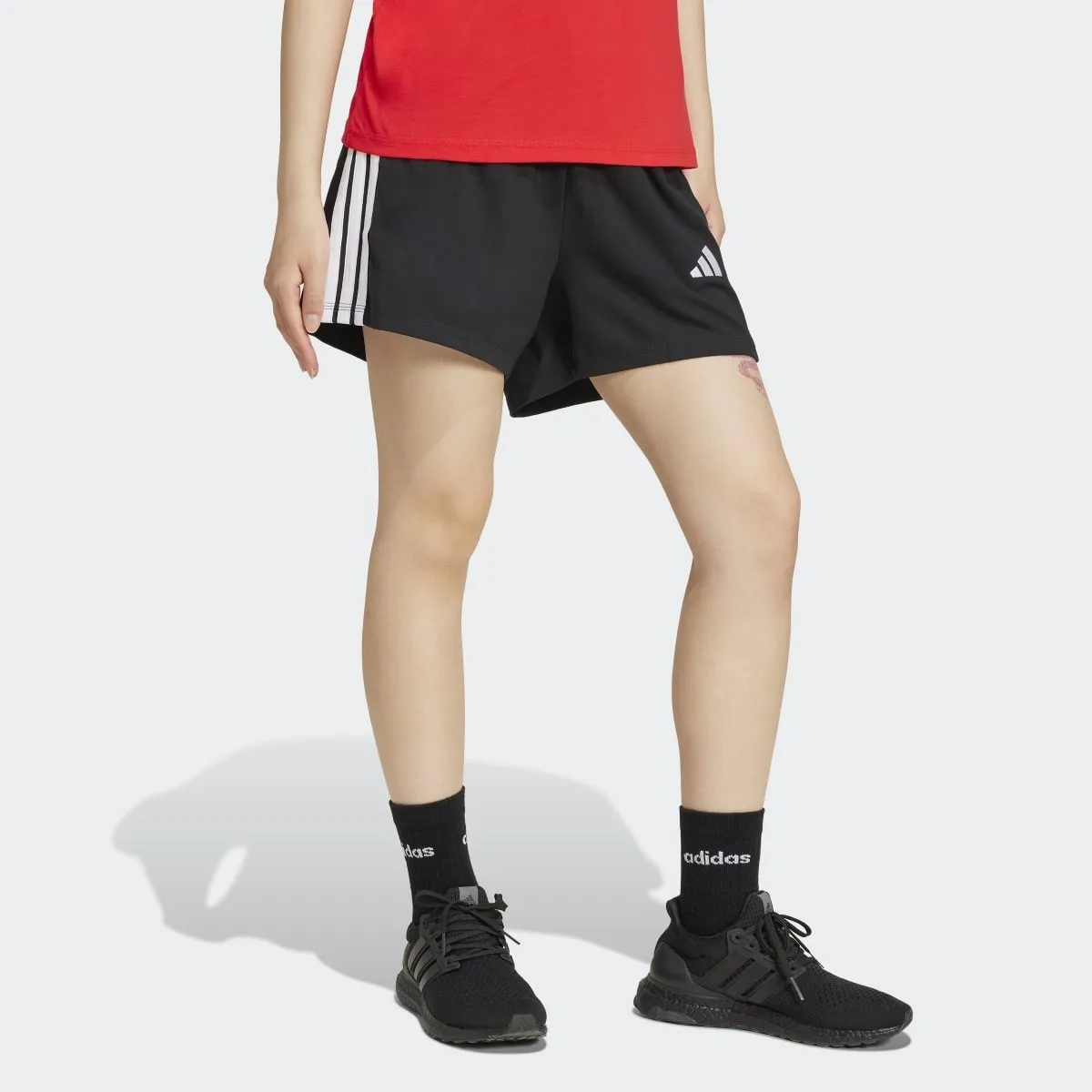Женские шорты Essentials Cotton 3 полосы Adidas, черный — фото 4